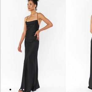 Show me your mumu Tuscany black satin dress. Size xs